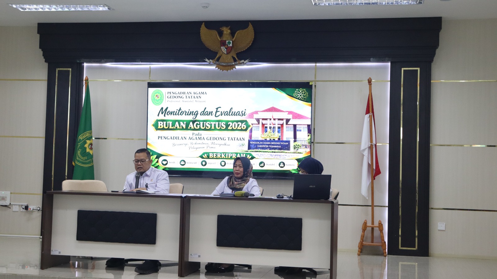 Pengadilan Agama Gedong Tataan Laksanakan Monitoring dan Evaluasi Kinerja Bulan Agustus